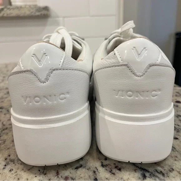 Vionic Kearny White Leather Platform Sneakers Support Comfort Walking Womens 9.5 - Picture 7 of 12